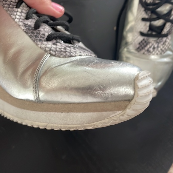 Yun yun Sun by Miss wifi silver platform sneakers size 38 leather metallic lace - Picture 5 of 13